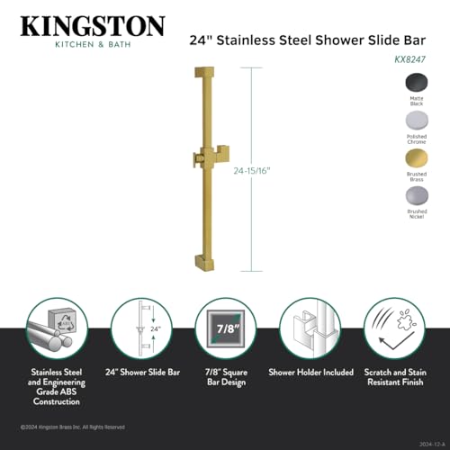 Kingston Brass KX8241 Claremont 23-3/4 Inch Shower Slide Bar  Polished Chrome