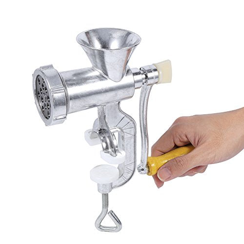 Manual Meat Grinder, All Parts Stainless Steel, Hand Operated Meat Grinding Machine With Tabletop Clamp, 2 Grinding Plates & Sau