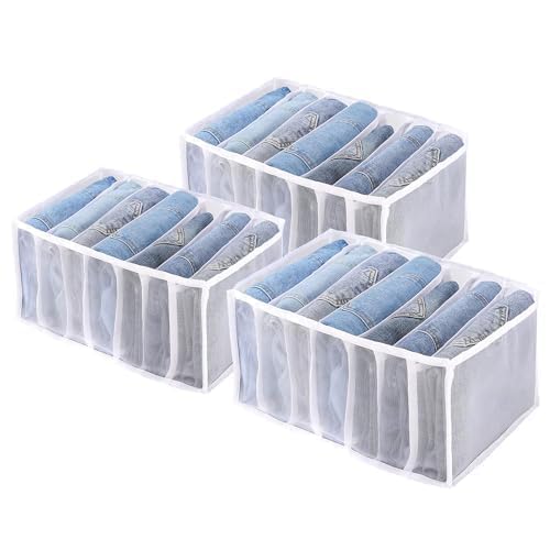 Wardrobe Clothes Organizer Jeans Compartment Storage Box 7 Grids Folding Clothes Drawer Separation Organizer Washable Storage Co