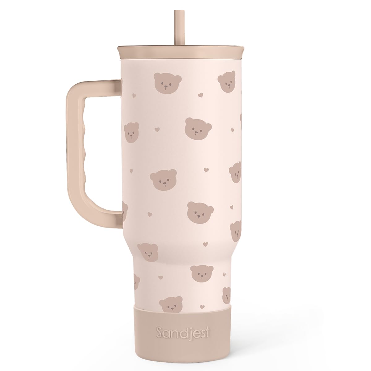 SANDJEST Marble Tumbler with Handle 40oz, Stainless Steel Insulated Tumblers Coffee Travel Mug with Lid Straw, Gifts for Women G