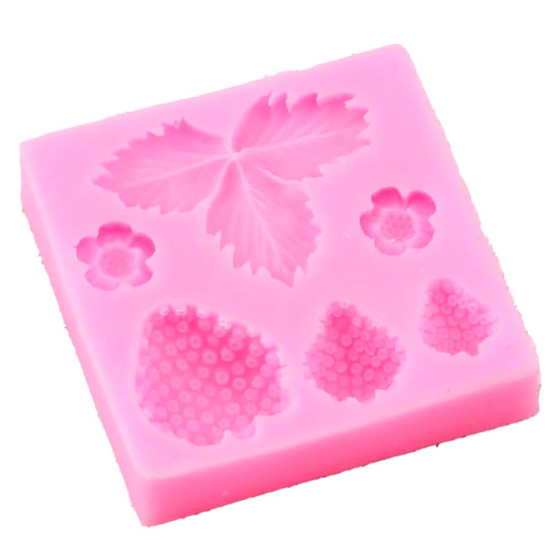2 Pcs 3D Strawberry And Flowers Silicone Mold For Diy Chocolate Gum Paste Handmade Ice Cream Crystal Cupcake Cake Topper Decor I