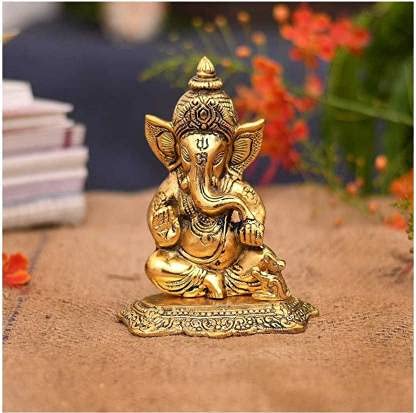Fashion Bizz Ganesha Idol Ganesh Bhagwan Statue Hindu God Ganpati Murti For Home Pooja Entrance Decor Good Luck Vastu Decoration