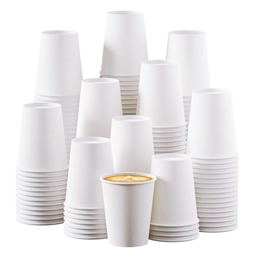 Turbo Bee 10 oz Disposable Coffee Paper Cups 270 Pack Hot Drinking Cups White Paper Party Cups