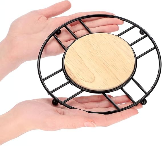 Istore Wooden & Metal Round Steamer Rack Stand For Cooking Pots MultiPurpose Steaming Tray, Cooker Accessory Kitchen Cookware T