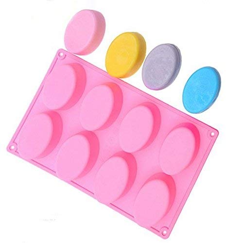 Noble Foods Silicone Molds [Oval, 8 Cup] Cupcake Baking Pan  Free Paper Muffin Cups  Non Stick, BPA Free, 100% Silicon & Dishw