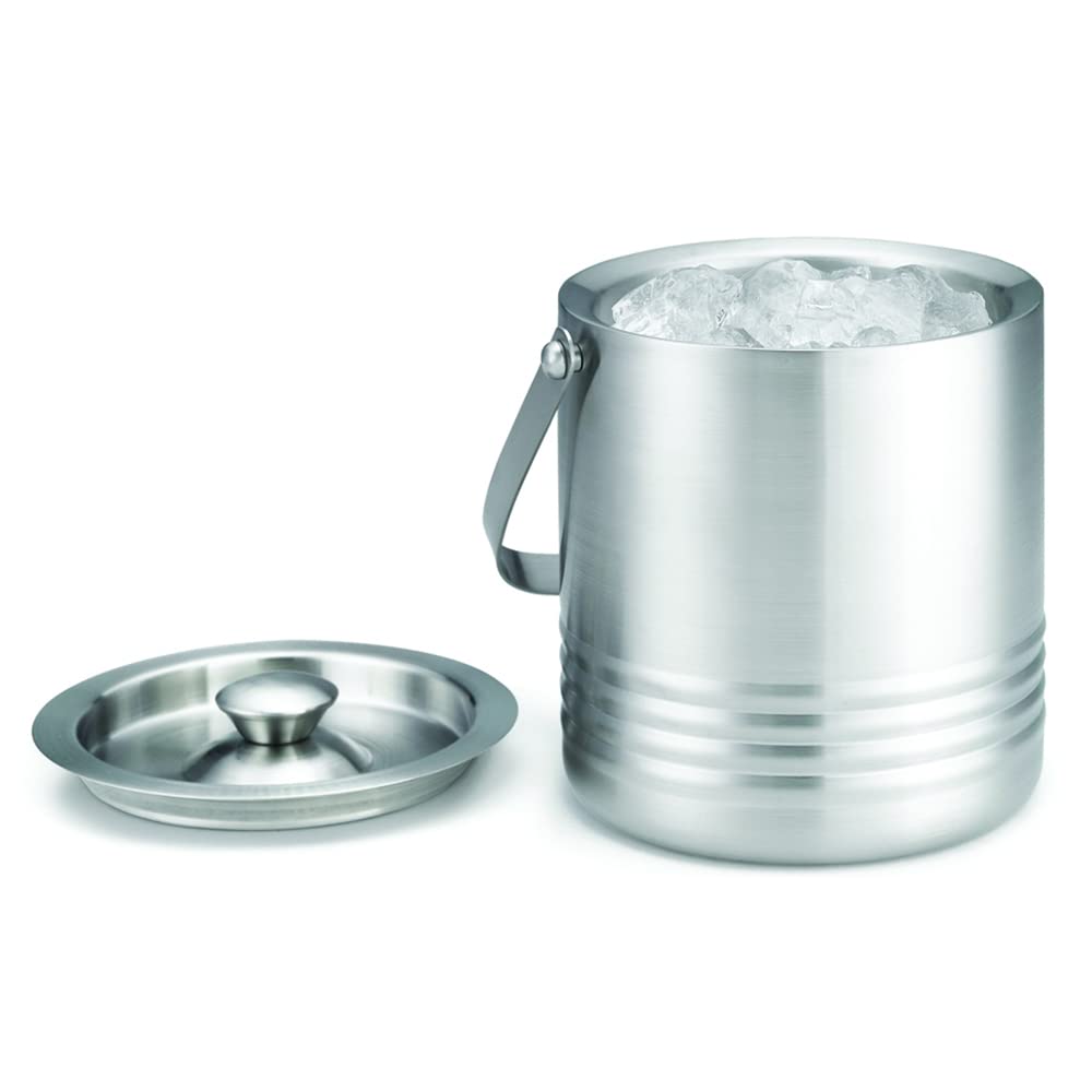Tablecraft Products Rib76 Ice Bucket, 7.25'' X 6.5'', Large, Silver
