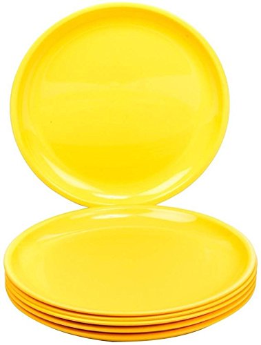 Everbuy Plastic Microwave Safe Round Full Plate Set, Set Of 6,Multicolor