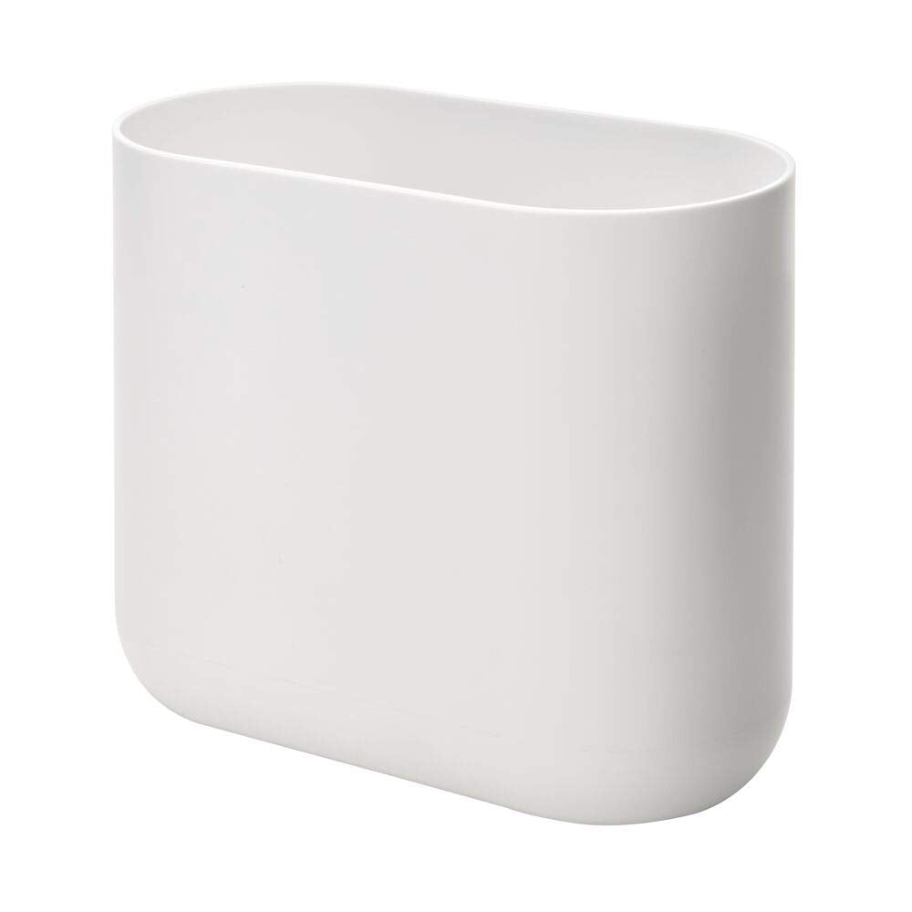 Idesign Slim Oval Plastic Waste Basket The Cade Collection, 10.56    X 5.5    X 9.77   , White