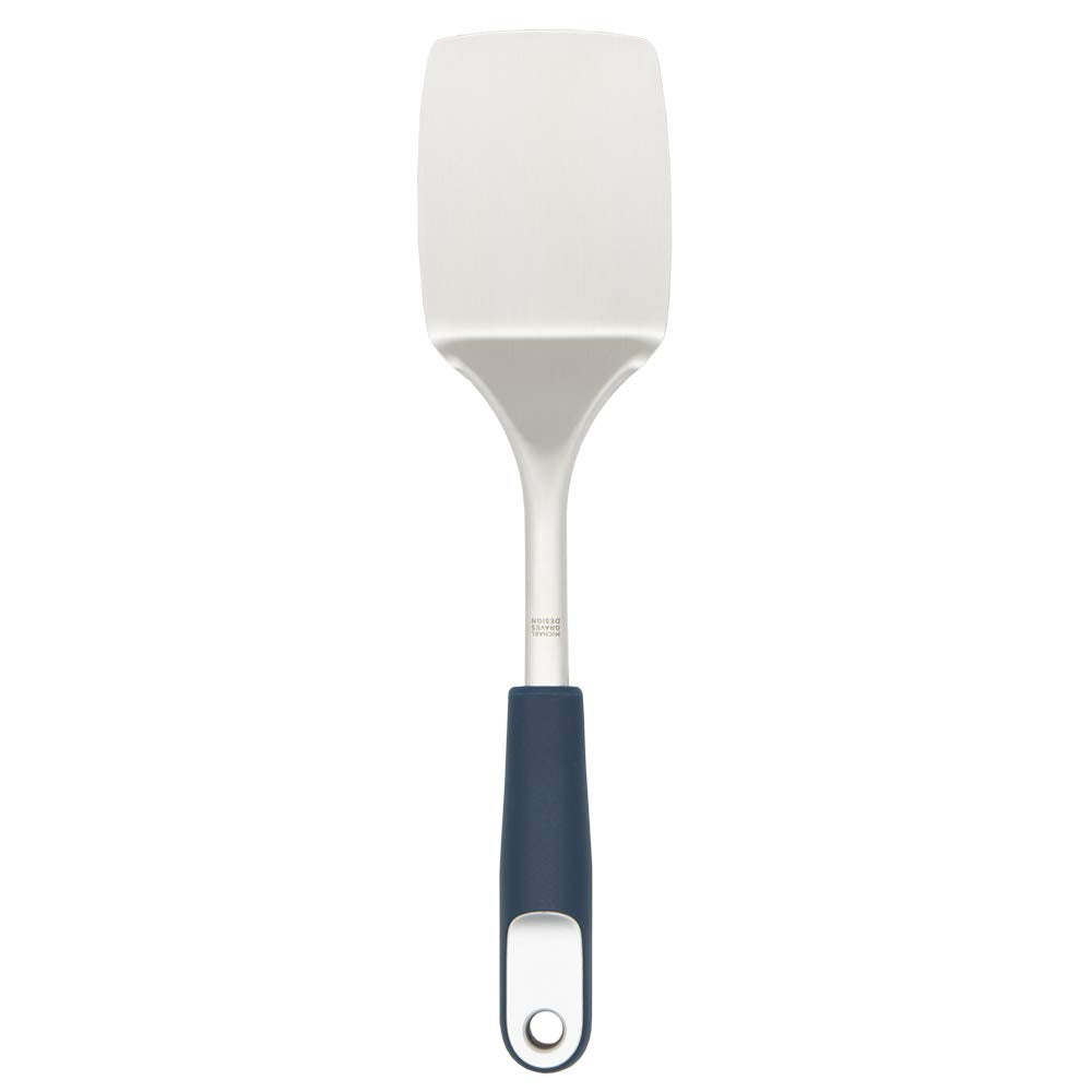 Home Basics Comfortable Grip Stainless Steel Kitchen Tools, Indigo (Spatula)
