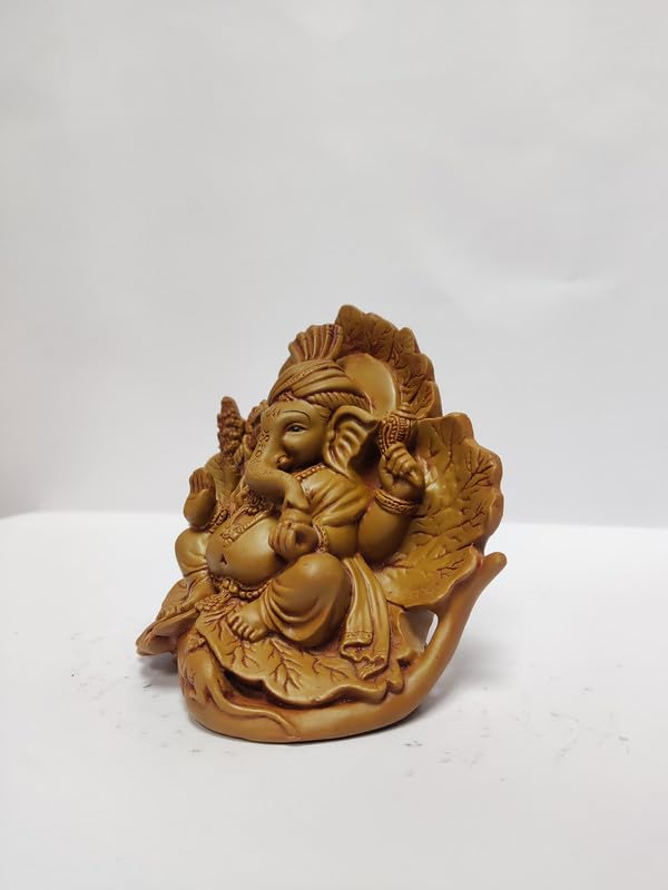 Pratima Wooden Finish Jaswanti Polyresin Ganesh Idol|Vinayaka Statue|Ganpati Murti|Ganesha Idol For Home Decor|Ganesh Idol For D