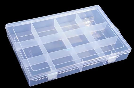 Kt Hardware Solutions Organizer Box With Grid Sections For Jewelry, Medicine, Hardware And More, 12 Compartments,Transparent