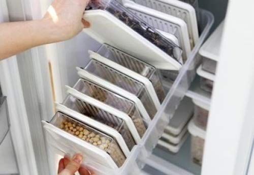 Innovation Living Kitchen Refrigerator Organizer, Fridge And Freezer Storage Trays Large+Food Containers With Lids L1(6P)+L2(2P)