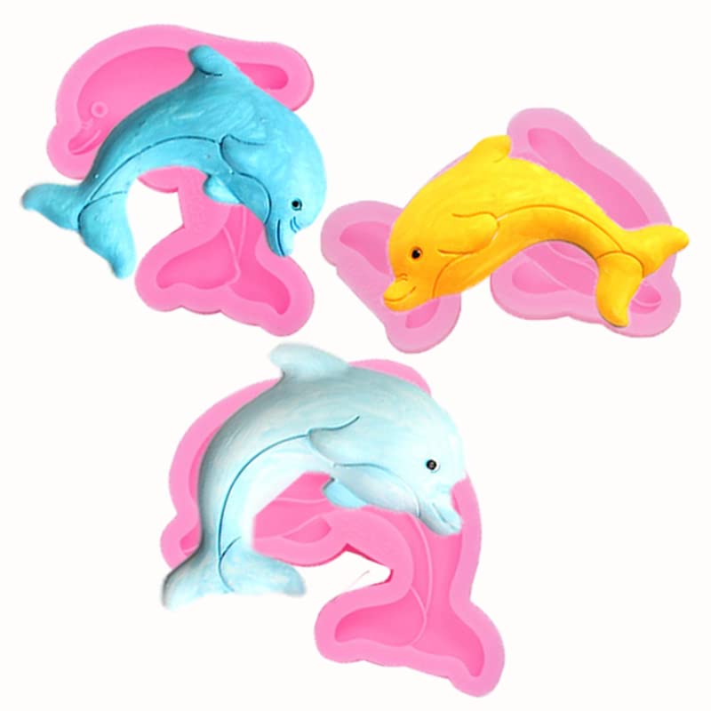 3Pcs Dolphin Marine Animals Silicone Molds For Diy Fondant Candy Making Tools Chocolate Mold Desserts Ice Cube Gum Clay Biscuit