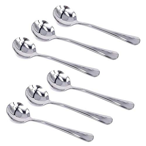 Horntide 6-Piece Soup Spoon Set Bouillon Spoon Flatware Stainless Steel Mirror Polishing 6.5-Inch 16.6Cm