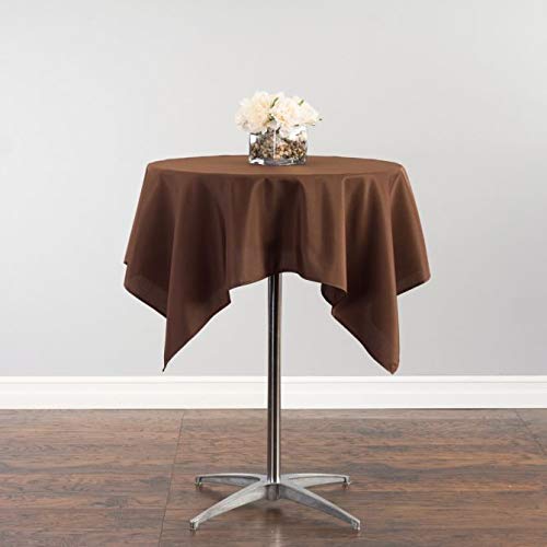 Linentablecloth 54-Inch Square Polyester Tablecloth Chocolate