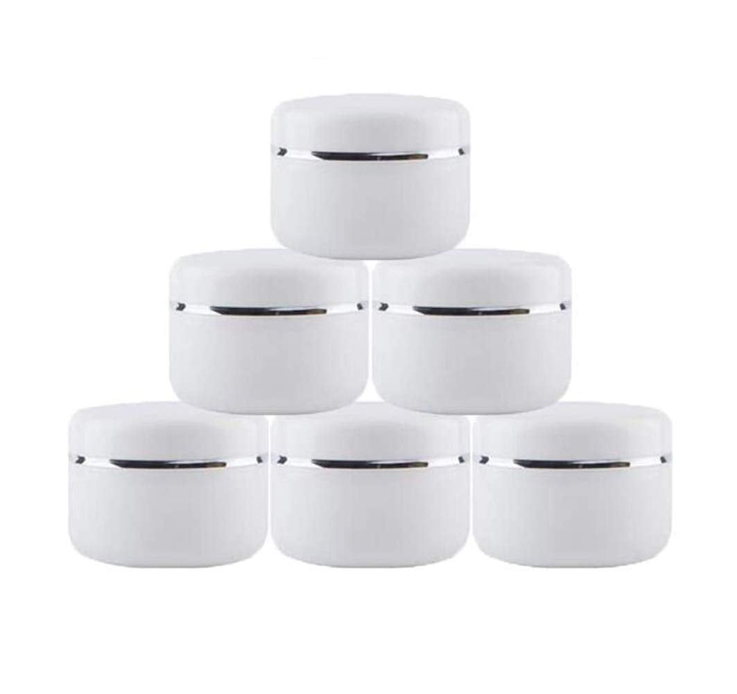 6Pcs 100G/3.4Oz Empty White Plastic Cosmetic Jar Pot With Inner Liners And Screw Lid Refillable Make-Up Cosmetic Storage Contain
