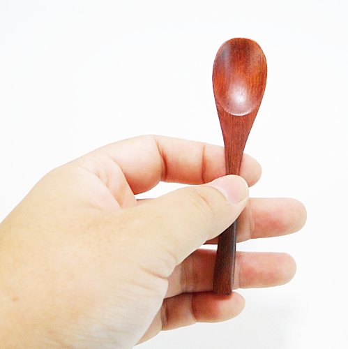 Brccee Ac Mini Wooden Condiments Ice-Cream Sugar Salt Spoons Small Spoons Red Wood (50)
