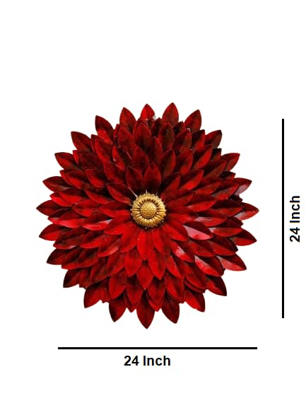 RSN Antique Red Flower Metal Frame Wall Dcor entrance/Wall Hanging for Living Room, Wrought iron Wall Art Decor Hanging for home