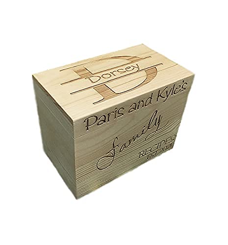Lgu Monogrammed Personalized Custom Family Recipe Box Wood Box With Recipe Card Dividers