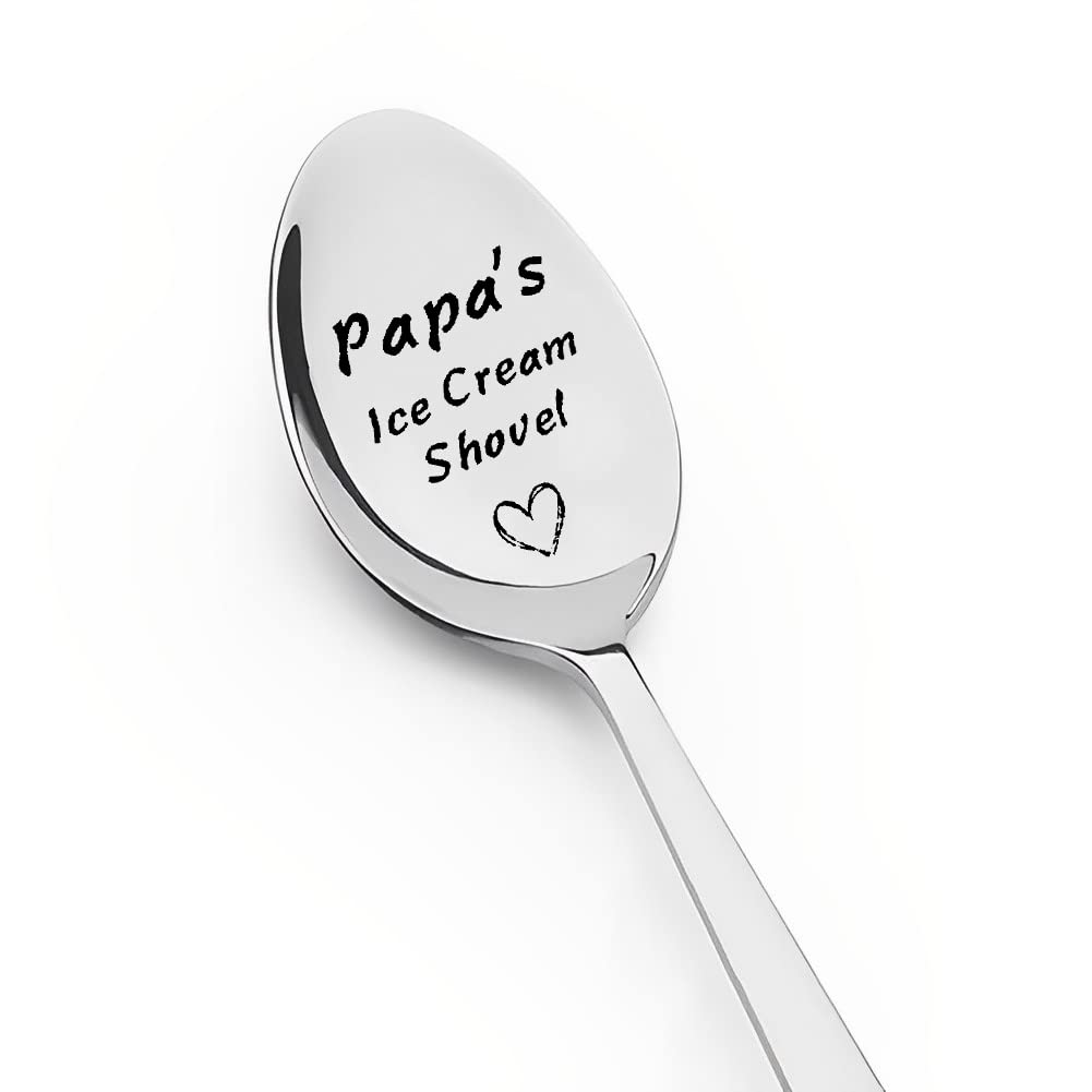 Papa Gifts For Dad Grandpa Papas Ice Cream Shovel Spoon Engraved Birthday Gift For Papa Grandfather Grandpa Fathers Day Gift For