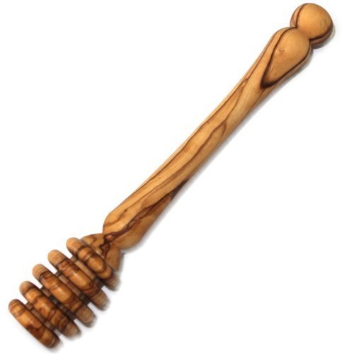 Aramedia Handmade Olive Wood Citrus Lemon, Lime, And Orange Reamer Juicer Squeezer And Honey Dipper Combo / Bundle - By Artisans