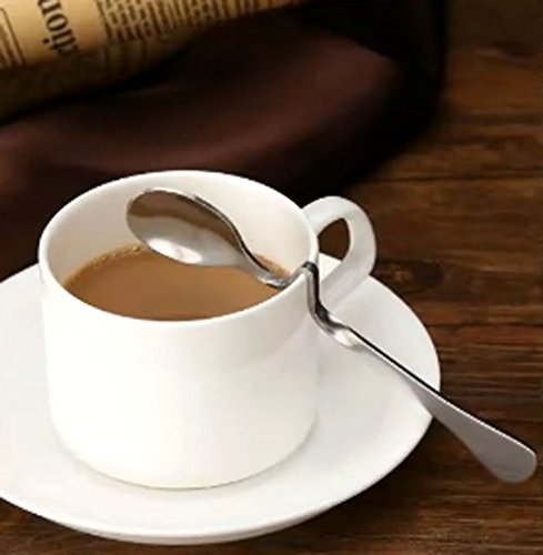 10Pcs Stainless Steel Honey Milk Coffee Mixing Spoons Teaspoon With Curved Handle - 7 Inch Long