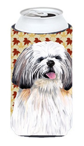 Shih Tzu Fall Leaves Portrait  Tall Boy Beverage Insulator Beverage Insulator Hugger