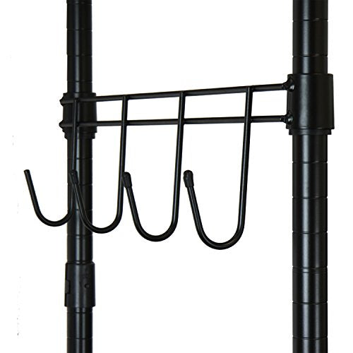 Oceanstar Heavy Duty Rolling Storage Garment Rack With Adjustable Shelves And Hook,Black