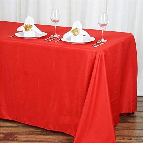 Balsacircle 90X132-Inch Red Rectangle Polyester Tablecloth Table Cover Linens For Wedding Party Events Kitchen Dining