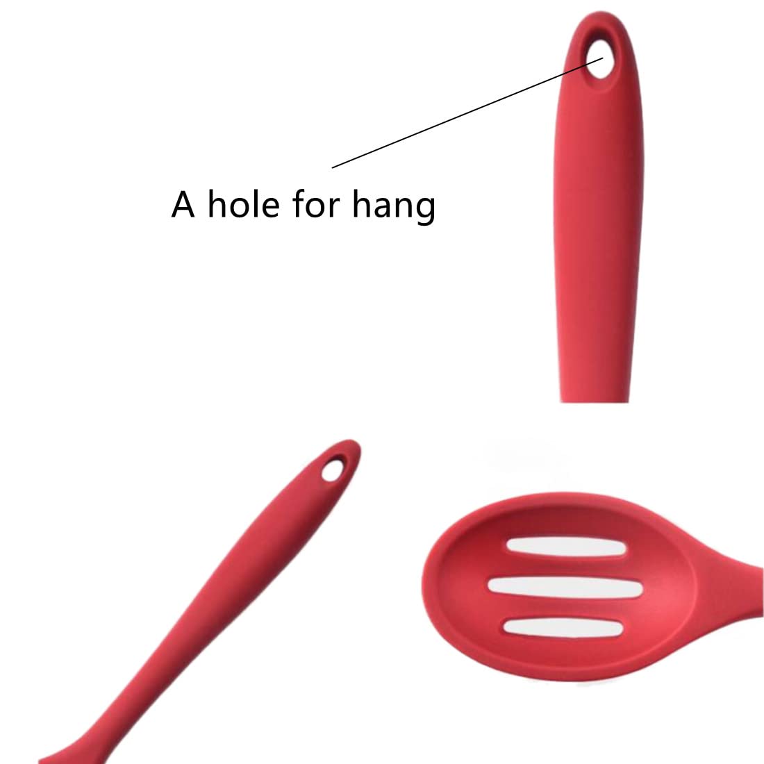 2 Pack Nonstick Silicone Slotted Spoons,High Heat Resistant Cooking Baking Spoons Ladle Set For Stirring, Mixing, Serving, Drain
