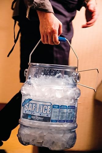 San Jamar Saf-T-Ice Ice Tote With Ice Machine Hanger For Bars, Restaurants, Kitchens, And Fast Food, Polycarbonate, 6 Gallons, B