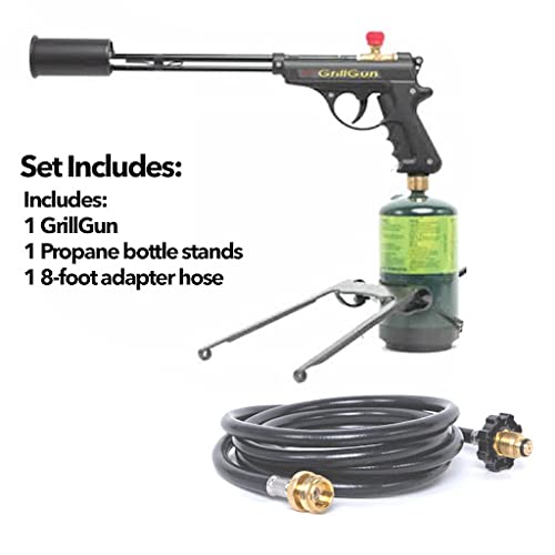 Grillblazer Grillgun Handheld Blowtorch, Stand, And Hose Set - Grill And Culinary Torch - Charcoal Starter - Professional Cookin