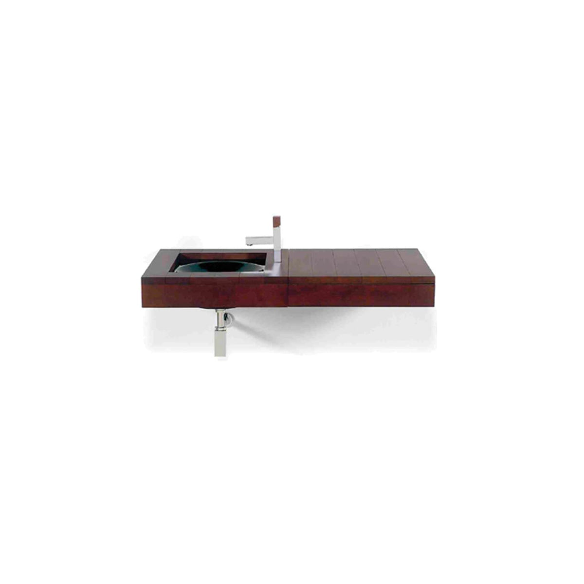 Whitehaus Antonio Miro Large Iroko Wood Wall Mount Counter Top Unit With Integral Drawer