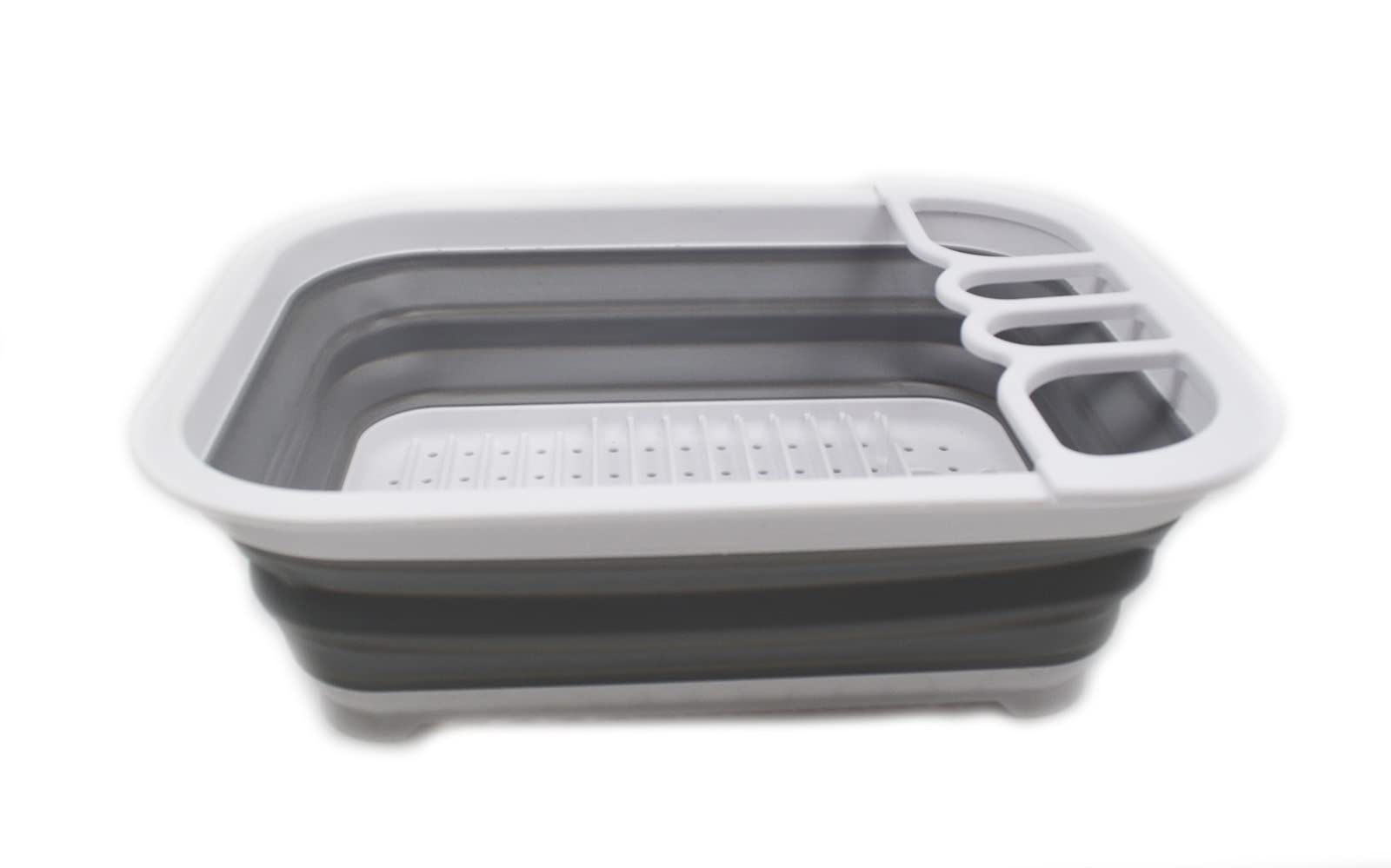 Sammart Collapsible Plastic Dish Drainer - Foldable Drying Rack Set - Portable Dinnerware Organizer - Space Saving Dishes And Ut