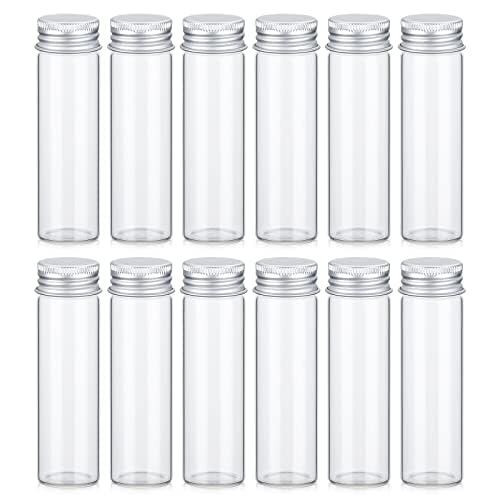 Tobwolf 12Pcs 50Ml / 1.7Oz Glass Spice Jars, Transparent Spice Containers With Aluminum Lids, Seasoning Storage Bottle Spice Bot