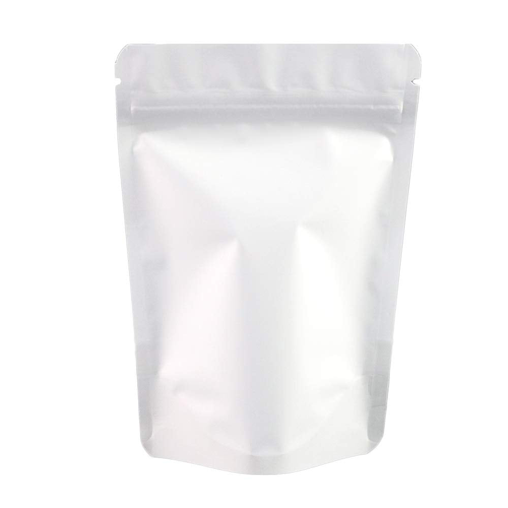 Qq Studio 100 Matte Metallic Color With Frosted Window Display Stand-Up Resealable Quickqlick Bags (6.3'' X 9.4'', Matte White)
