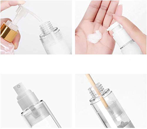 Clear Airless Cosmetic Cream Pump,Empty Plastic Travel Lotion Dispenser Airless Pump Vacuum Container For Shampoo,Liquid Foundat