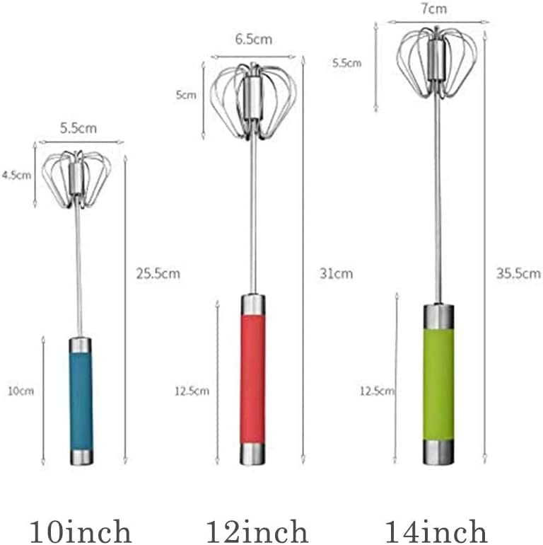Stainless Steel Semi-Automatic Egg Whisk - 3Pcs Hand Push Rotary Whisk Blender (3 Pack)
