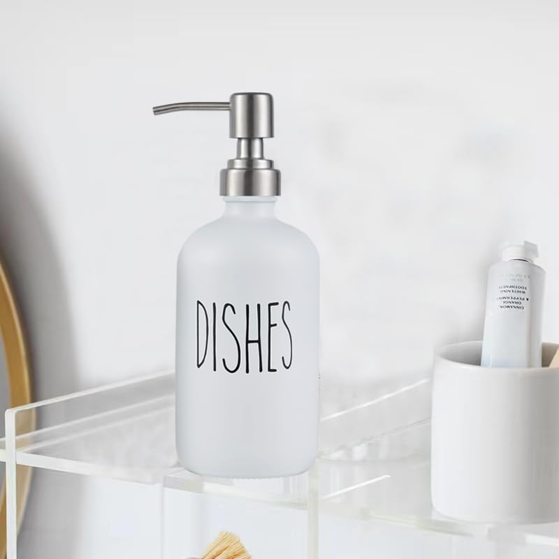 Vicukie Dish Soap Dispenser, Glass Kitchen Dish Soap Dispenser With Stainlees Steel Pump,Refillable Bathroom Dish Soap Dispenser