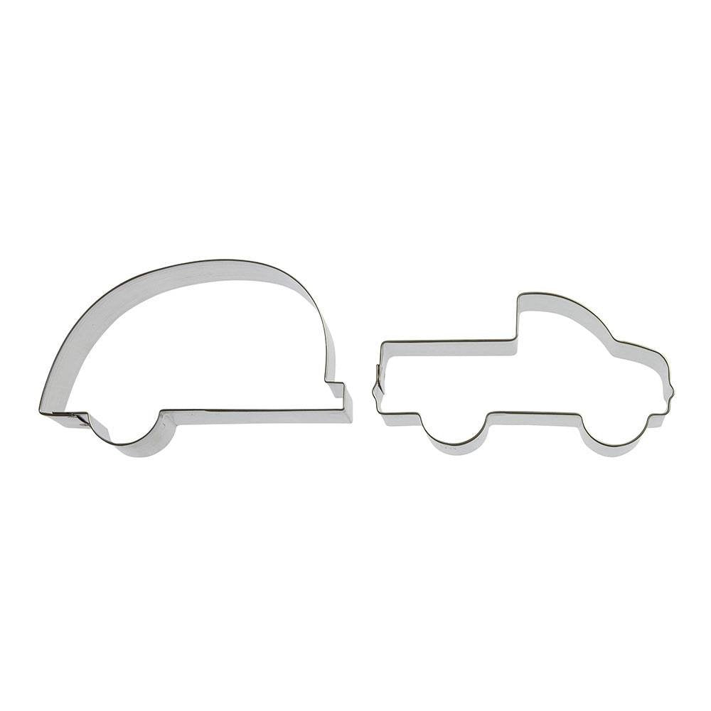 Lets Go Camping! Cookie Cutter 2 Pc Set - Camper, Pickup Truck Cookie Cutters Hand Made In The Usa From Tin Plated Steel