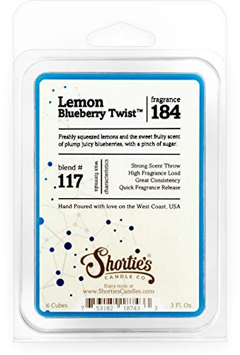 Shortie's Candle Company Lemon Blueberry Twist Wax Melts - Formula 117-1 Highly Scented 3 Oz. Bar - Made with Natural Oils - Fru