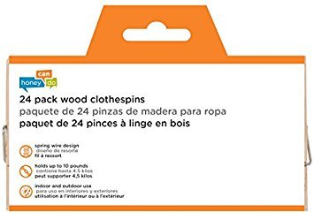 Honey-Can-Do Dry-01374 Wood Clothespins With Spring, 24-Pack, 3.3-Inches Length,Brown