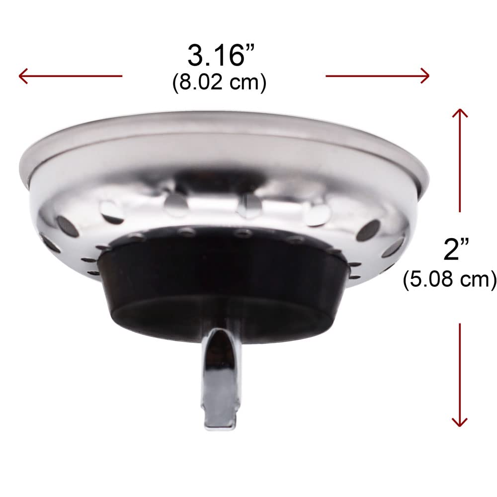 Westbrass D214S-2P-12 3-1/2'' Standard Stainless Steel Post Style Large Kitchen Sink Basket Strainer Drain Stopper, 2 Pack, Oil