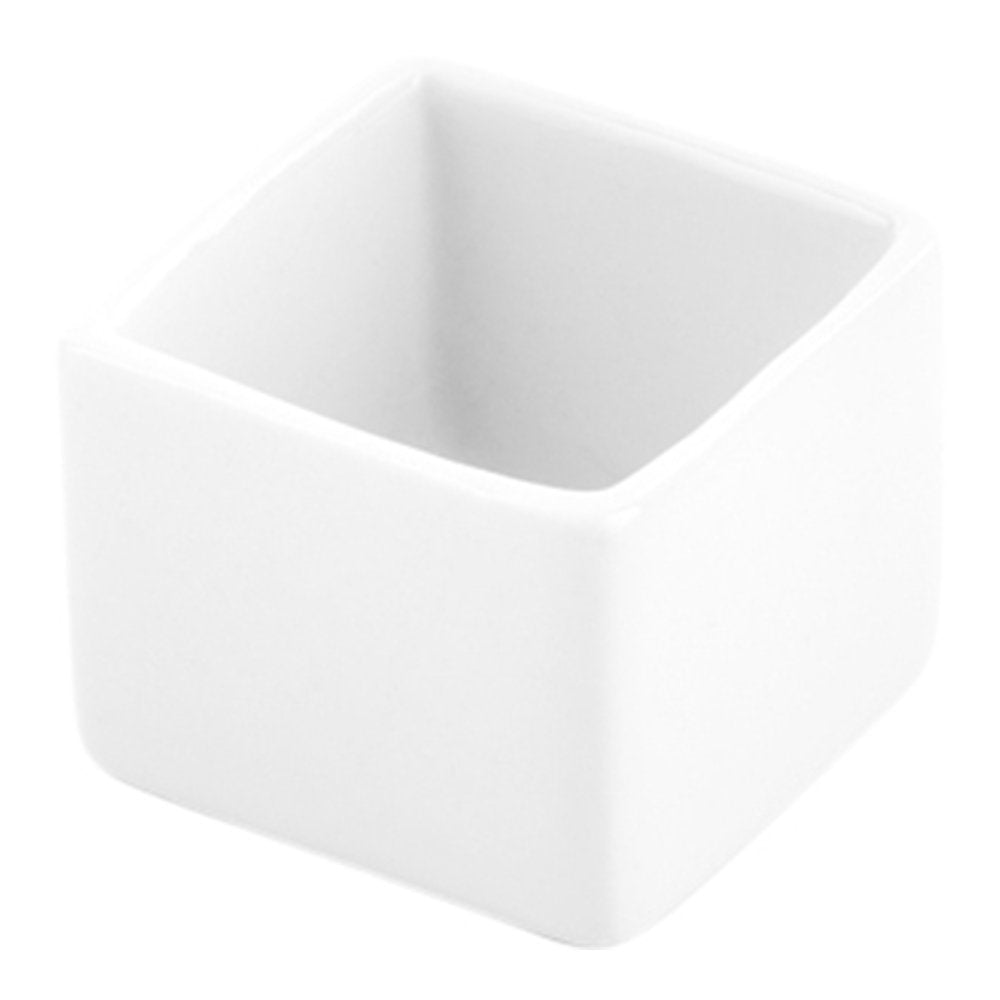 Restaurantware 1 Ounce Small Square Bowls 10 Microwave-Safe Small Appetizer Bowls - Oven-Safe Chip-Resistant White Porcelain Con
