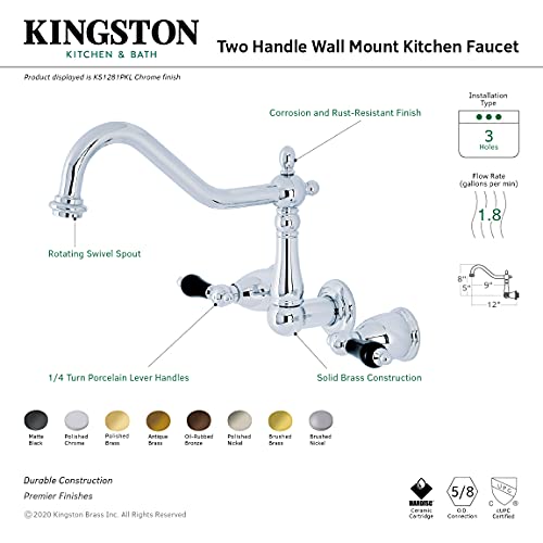 Kingston Brass KS1283PKL Duchess Wall Mount Kitchen Faucet  Vintage Brass