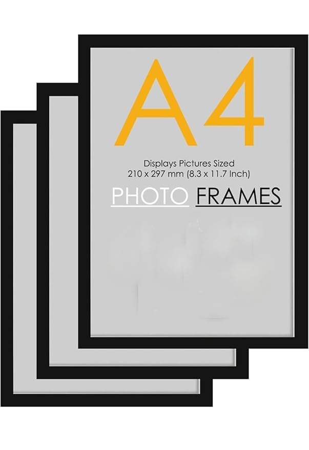 A4 Size Photo Frames - Wall & Tabletop Display, Lightweight Black Frame Khali Frame /A4 Size, 9X12Inches (3, Black)
