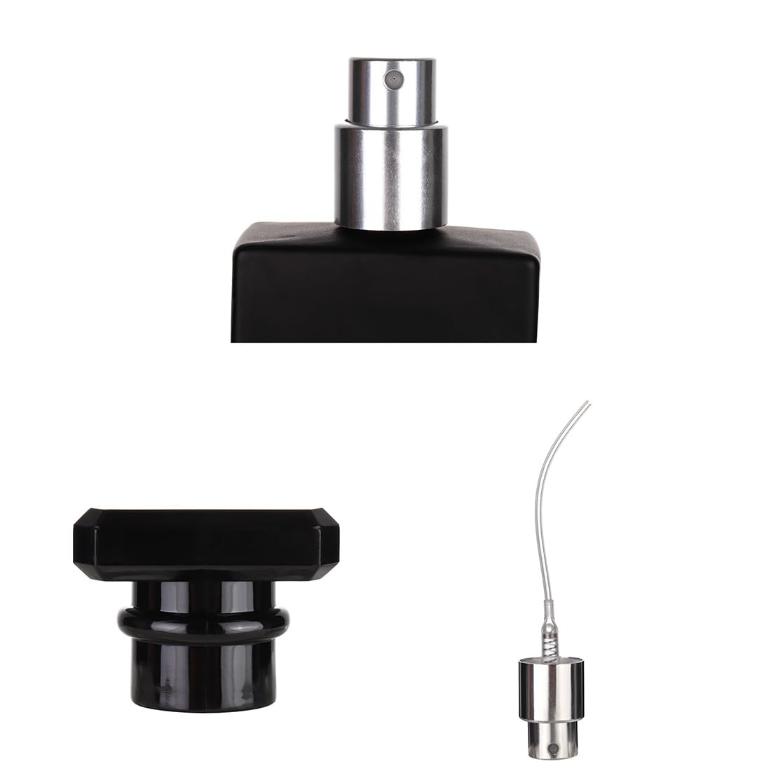 6 Pack 30Ml / 1 Oz Black Assorted Refillable Perfume Bottle, Portable Square Empty Glass Perfume Atomizer Bottle Spray Applicato