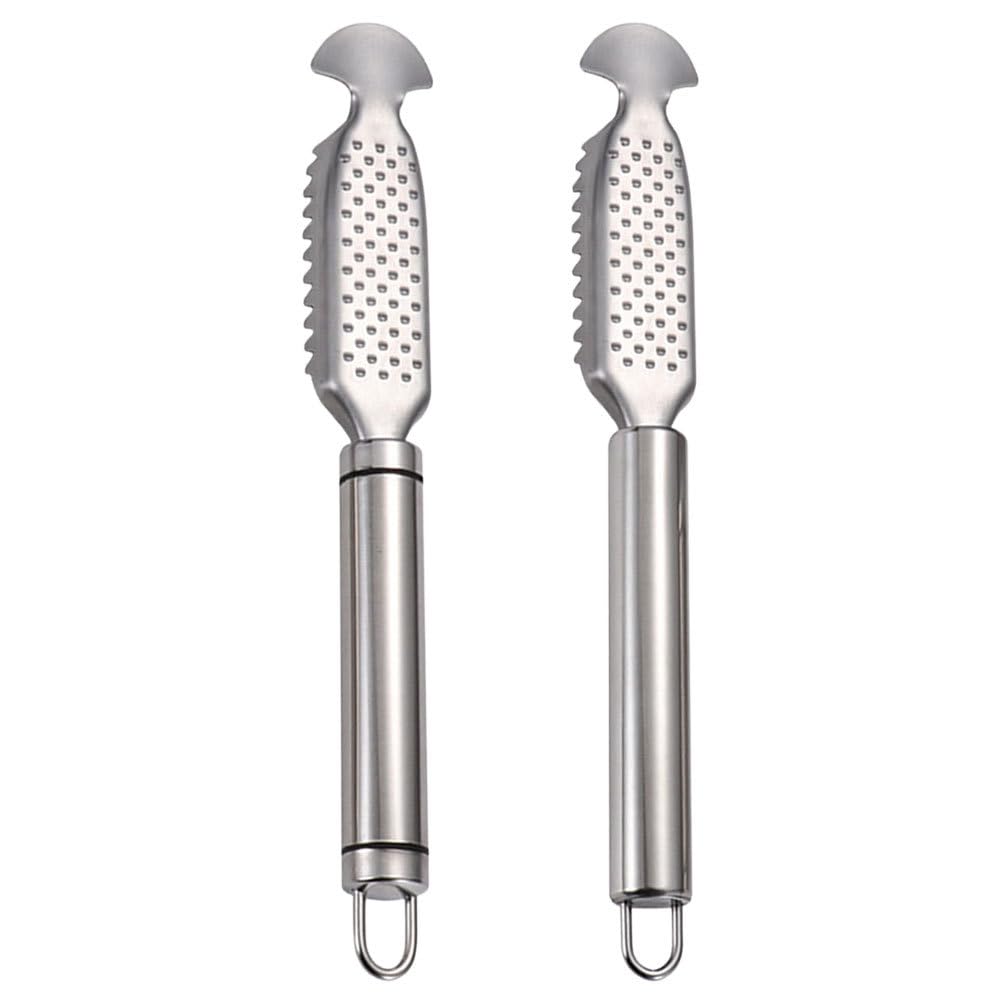 STOBAZA Fish Scaler 2-Pack Stainless Steel Double Row Fish Scale Remover with Ergonomic Handle Lightweight Kitchen Seafood Clean