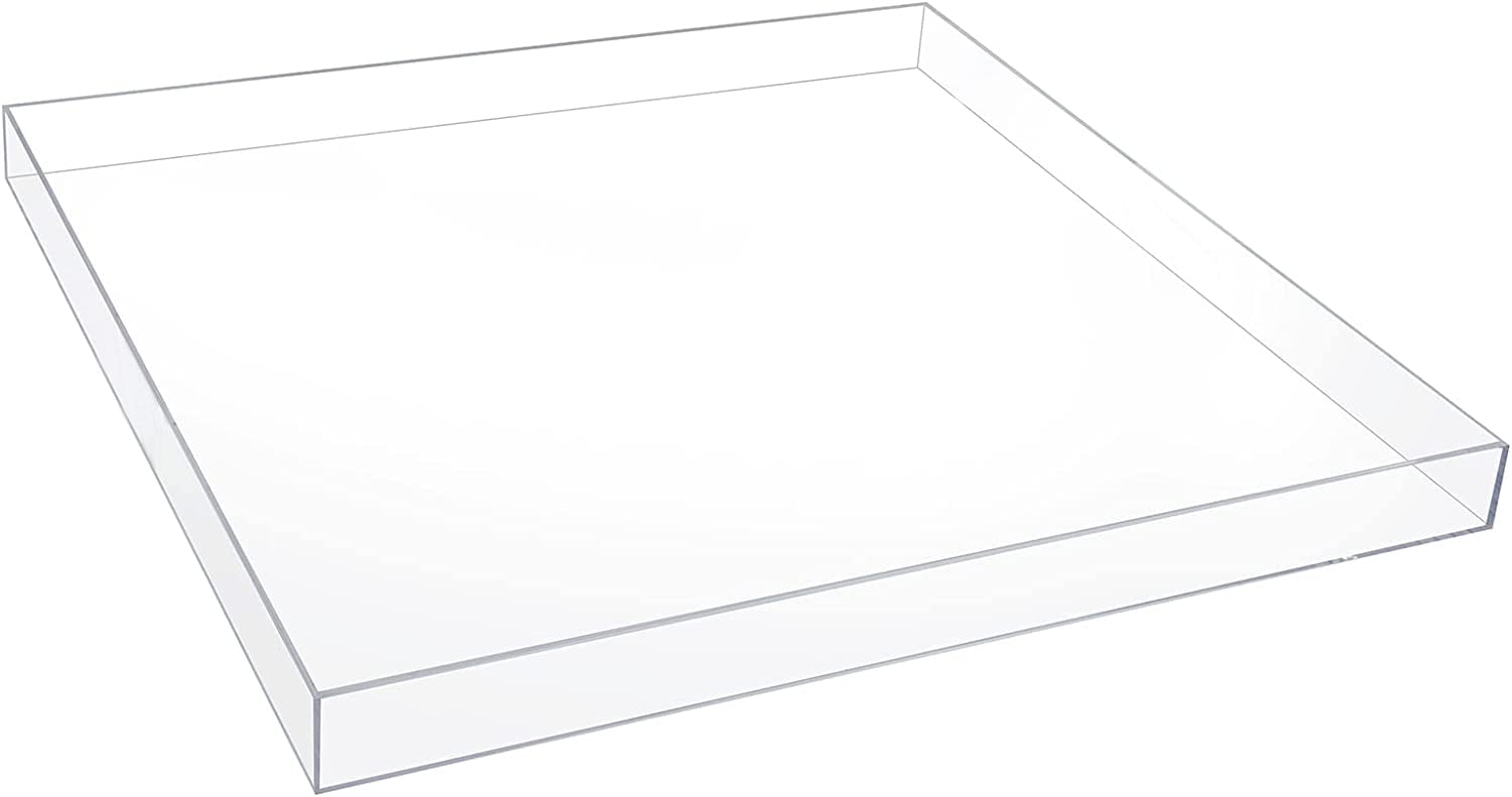 24X24 Inch Clear Acrylic Serving Tray | Extra Large Ottoman Organizer