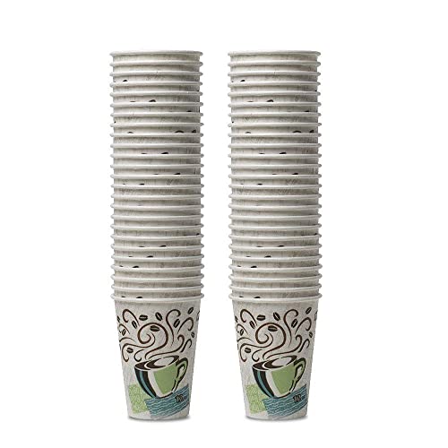 Dixie Perfectouch Wisesize Coffee Design Insulated Paper Cup, 12Oz Cups And Lids Bundle (12 Oz, 50 Cups, 50 Lids)